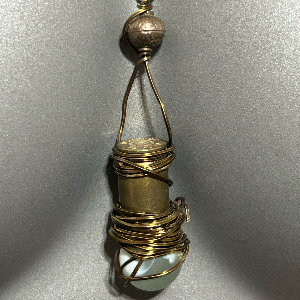 Steampunk Style Copper & Brass Necklace With Glass Ball Original One of a Kind